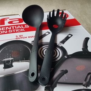 T-Fal 2-pc Plastic Kitchen Utensils Laddle & Pasta Fork SET NEW